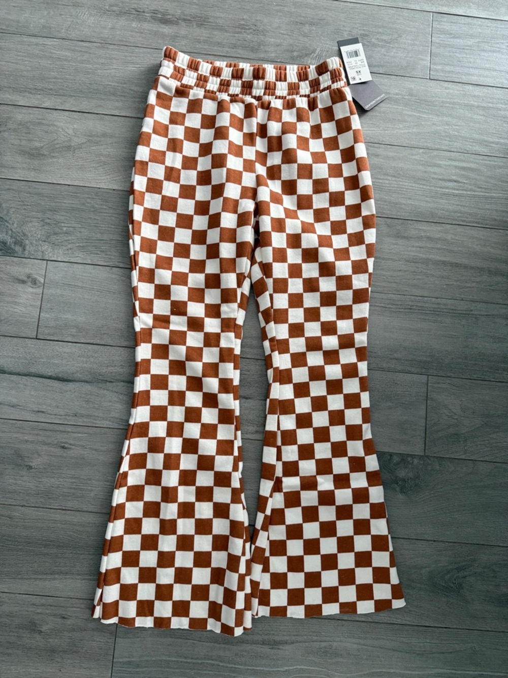 Grayson Threads Brown and White Checkerboard Knit Pants